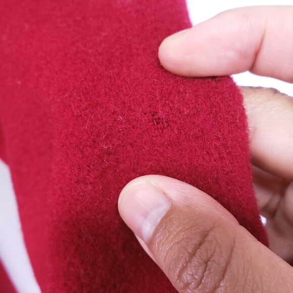 J. Percy Red 100% Merino Wool Pockets Hooded Mid Length Winter Coat Size S - Picture 12 of 16